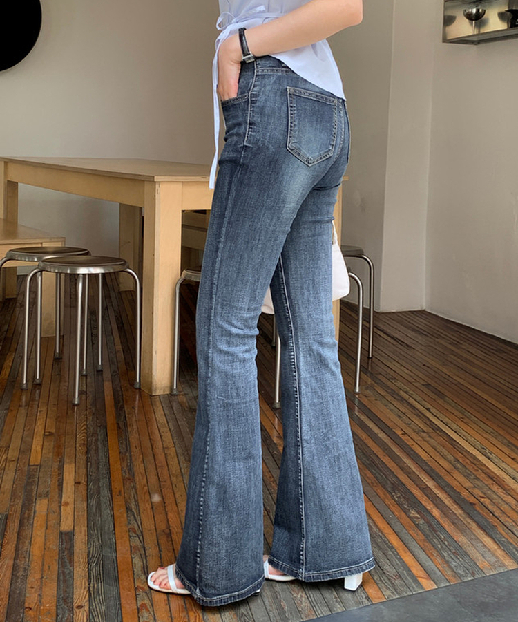 【丈別】セミローデニムブーツカットパンツ GRAYISH BLUE