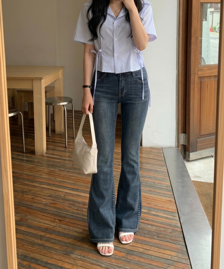 【丈別】セミローデニムブーツカットパンツ GRAYISH BLUE
