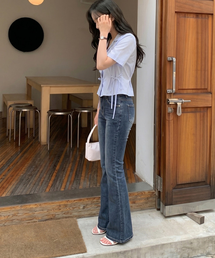 【丈別】セミローデニムブーツカットパンツ GRAYISH BLUE
