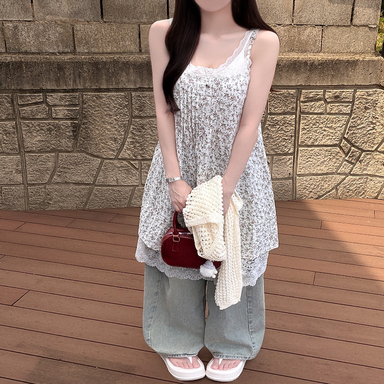 レースフラワーキャミワンピース WHITE