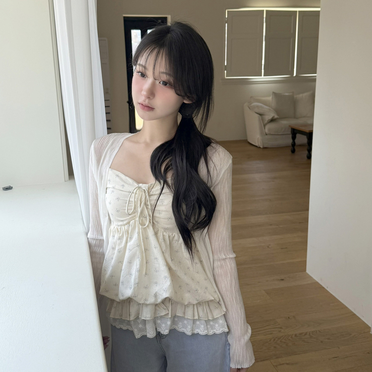 フラワーシャーリングレースキャミソール BEIGE