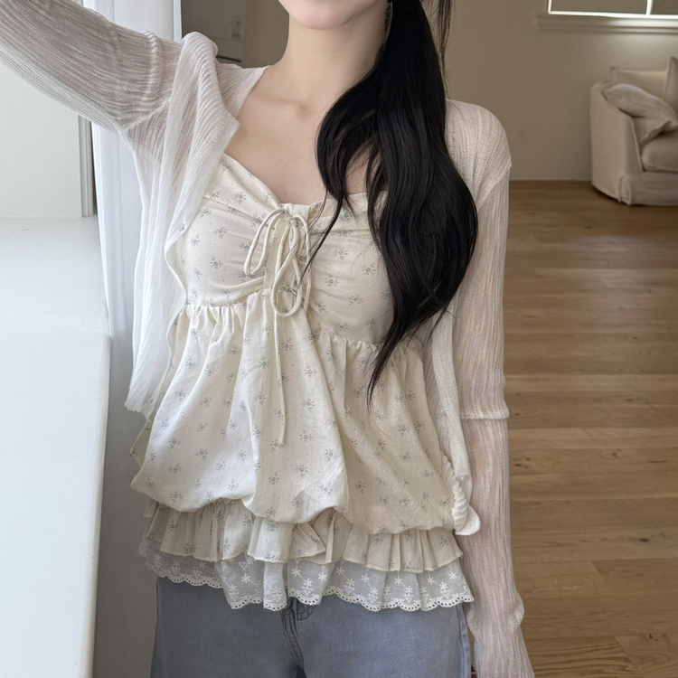 フラワーシャーリングレースキャミソール BEIGE