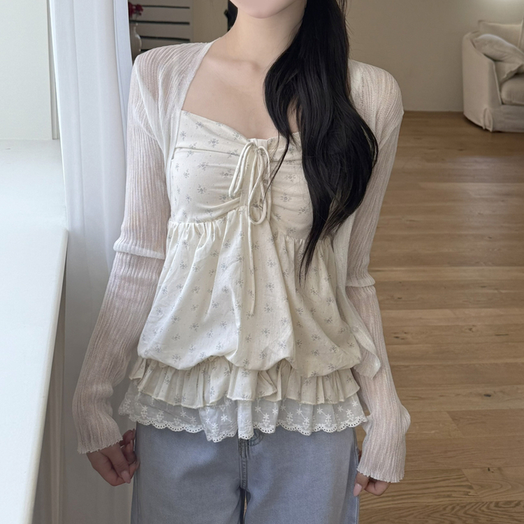 フラワーシャーリングレースキャミソール BEIGE