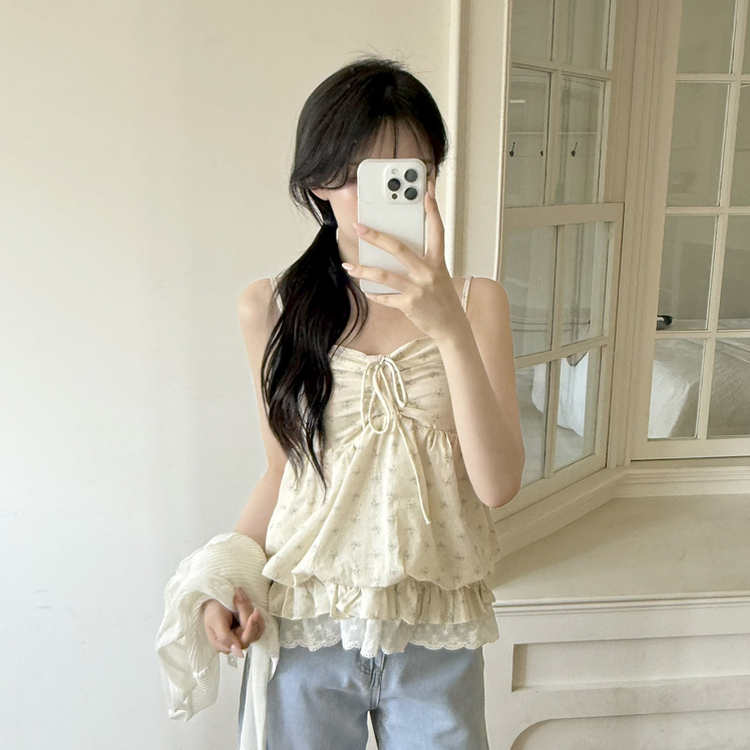 フラワーシャーリングレースキャミソール BEIGE