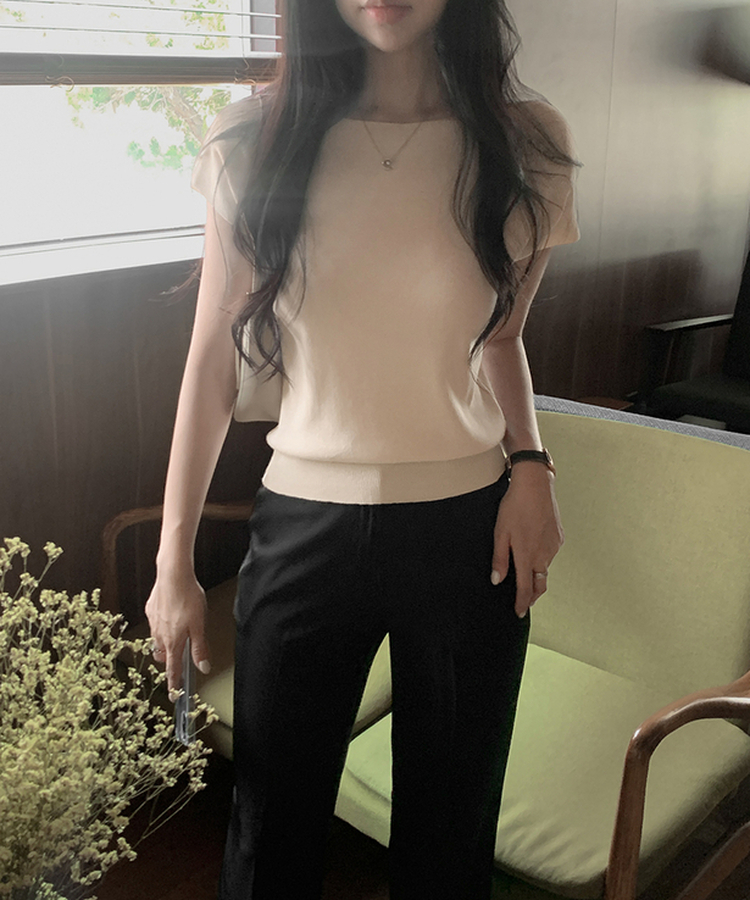クラシック半袖サマーニット(5color) BEIGE