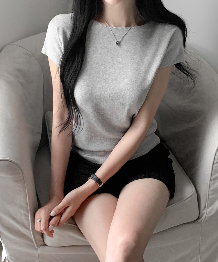 クラシック半袖サマーニット(5color) GRAY