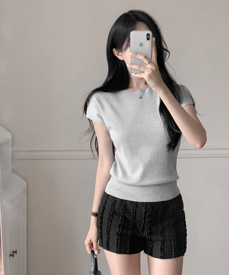 クラシック半袖サマーニット(5color) GRAY