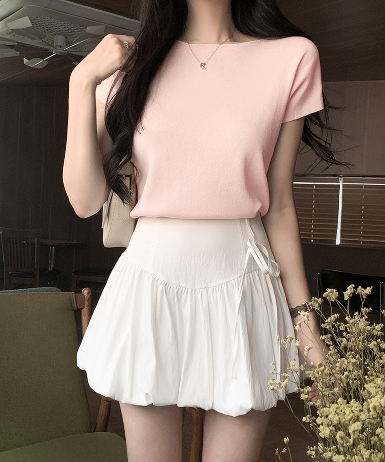 クラシック半袖サマーニット(5color) PINK