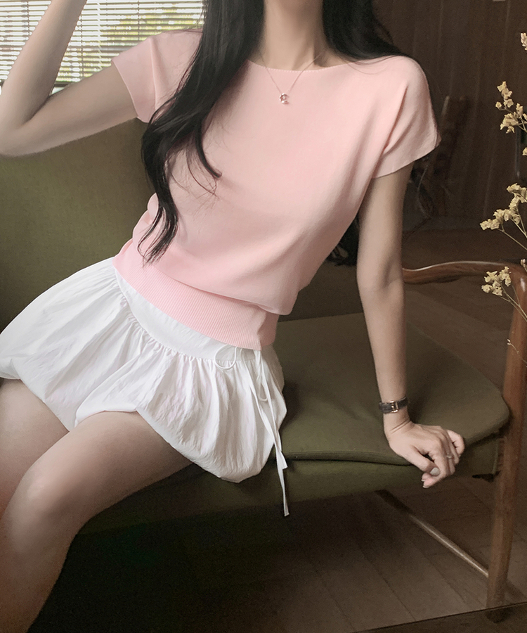 クラシック半袖サマーニット(5color) PINK