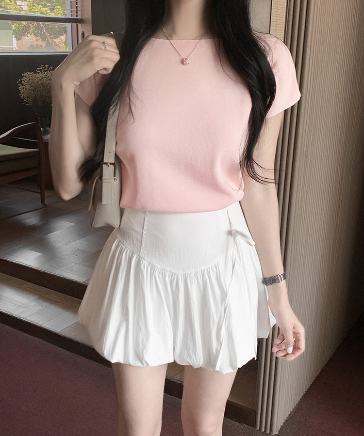 クラシック半袖サマーニット(5color) PINK