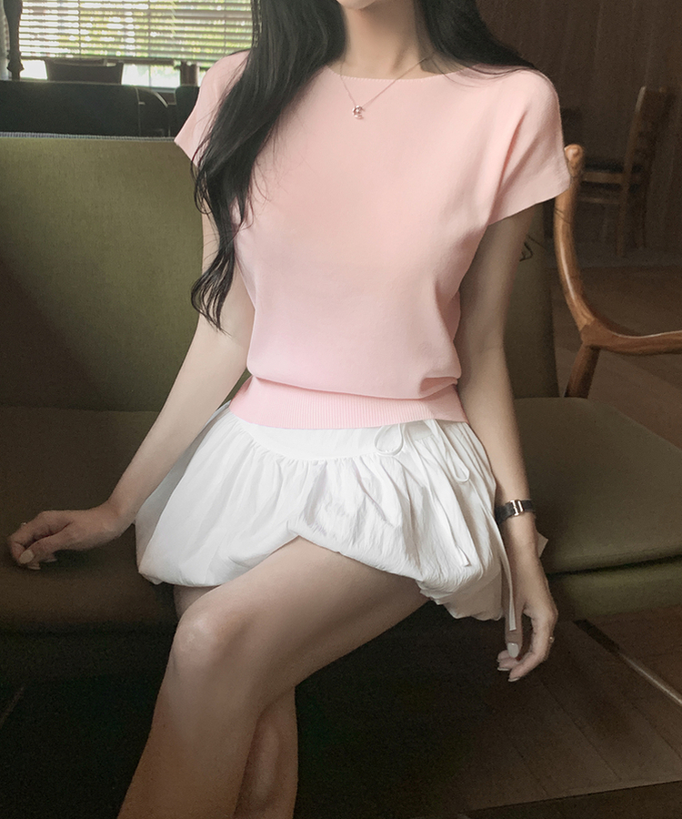 クラシック半袖サマーニット(5color) PINK