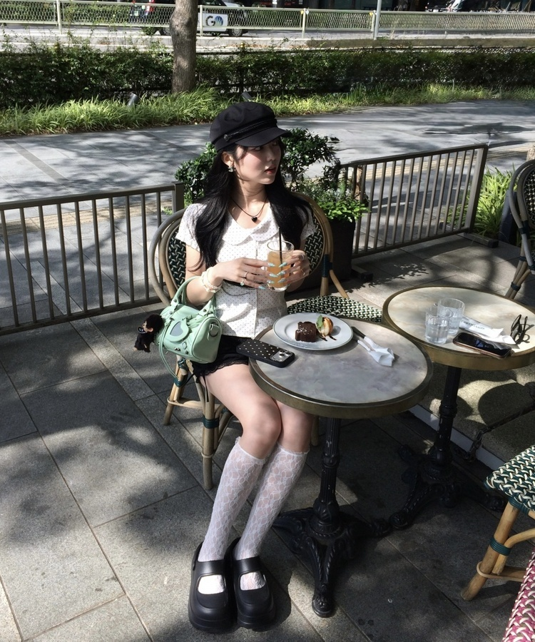 ミニドットレース半袖ブラウス IVORY