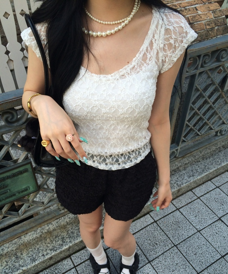 シアーフラワーレーストップス IVORY