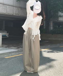 サギングレイヤードワイドコットンパンツ｜ワイド｜韓国ファッション