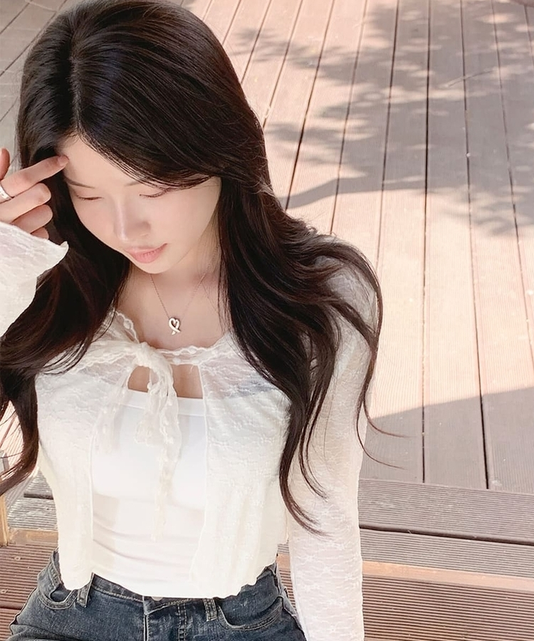 【SET】フラワーレースカーディガン キャミソール IVORY