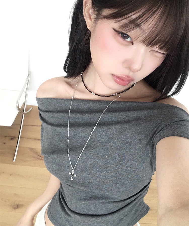 ブラックストーンビーズネックレス BLACK