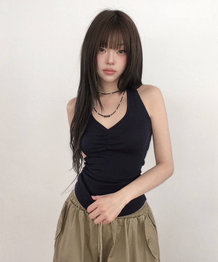 ブラックストーンビーズネックレス BLACK