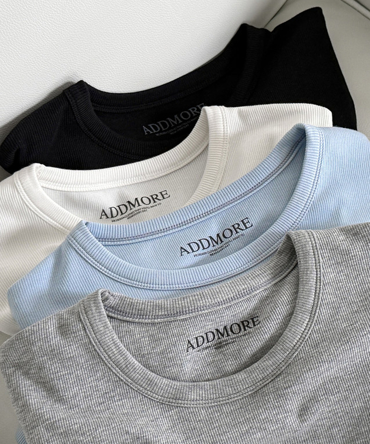 リブスリムセミクロップTシャツ