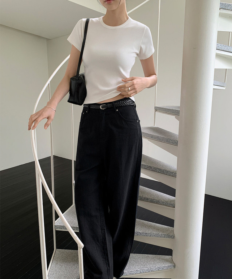 リブスリムセミクロップTシャツ IVORY