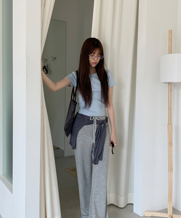 リブスリムセミクロップTシャツ SKYBLUE