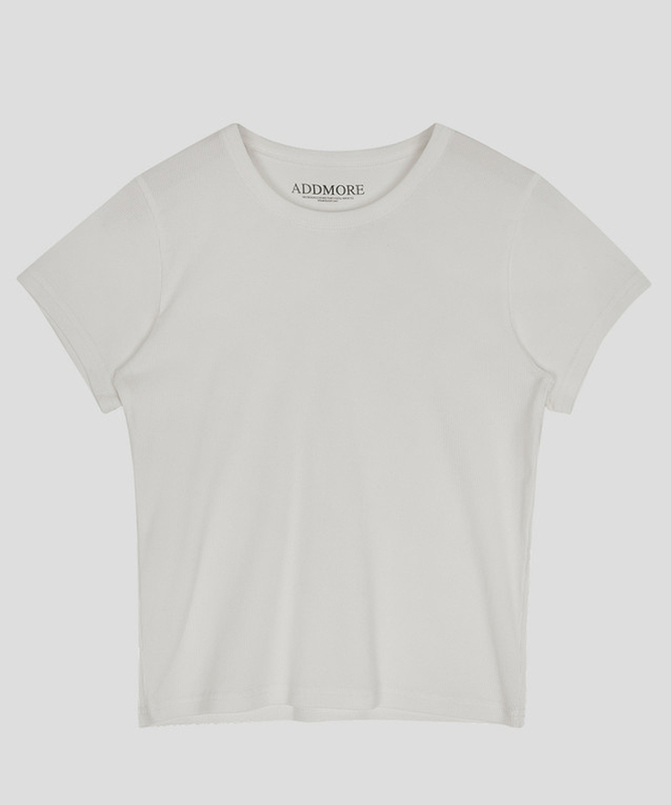 リブスリムセミクロップTシャツ