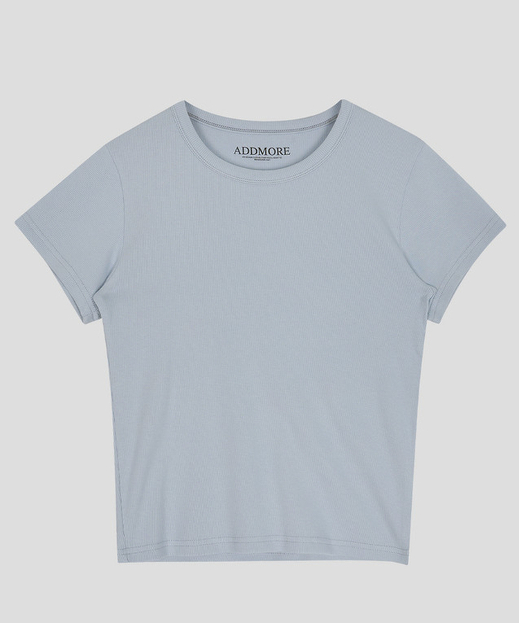 リブスリムセミクロップTシャツ