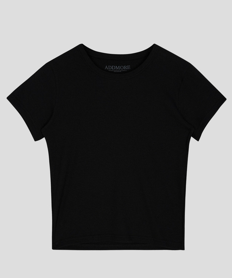 リブスリムセミクロップTシャツ
