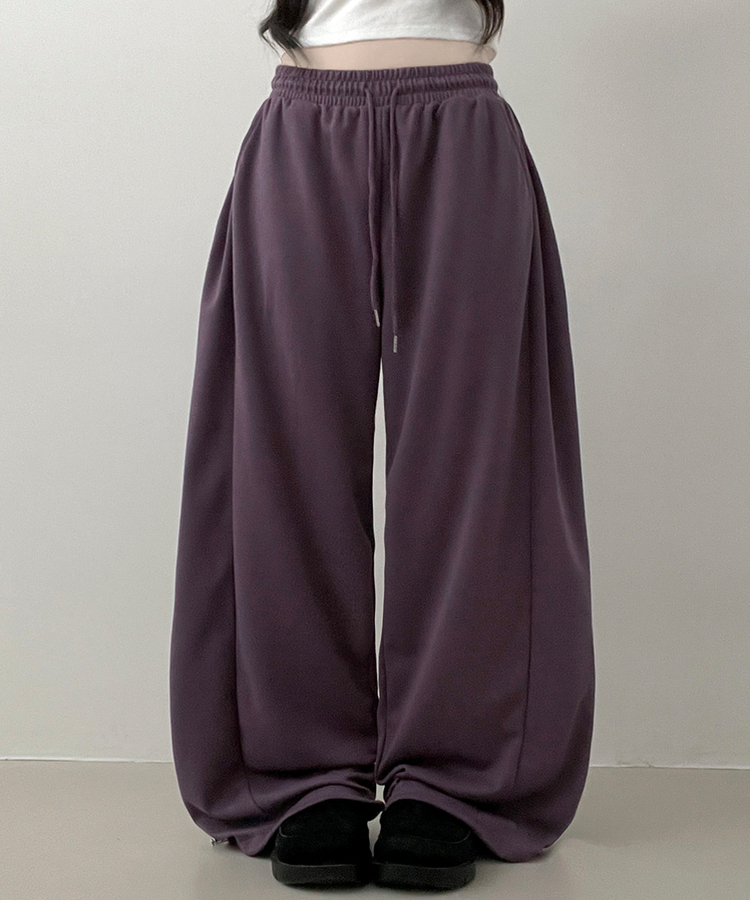 여름팬츠쿨에어옆핀턱와이드핏트레이닝롱팬츠 퍼플