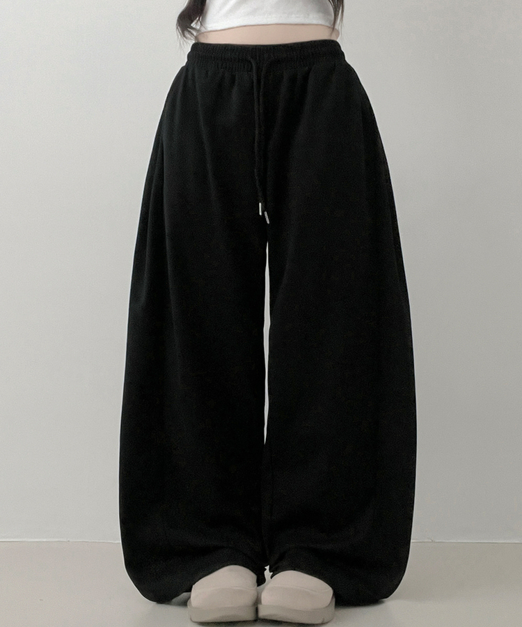 여름팬츠쿨에어옆핀턱와이드핏트레이닝롱팬츠 블랙