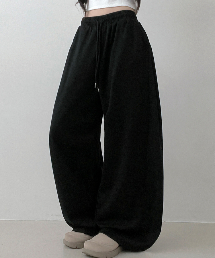 여름팬츠쿨에어옆핀턱와이드핏트레이닝롱팬츠 블랙