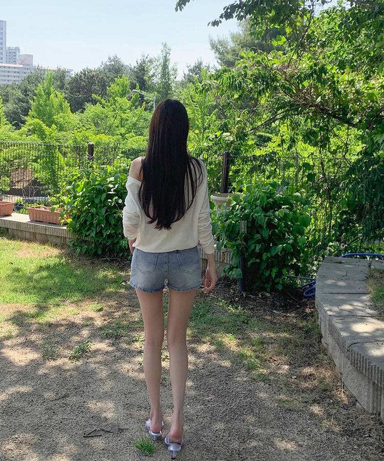 2XL골반뽕 탈부착 스판 데님 숏팬츠 반바지 라이트블루