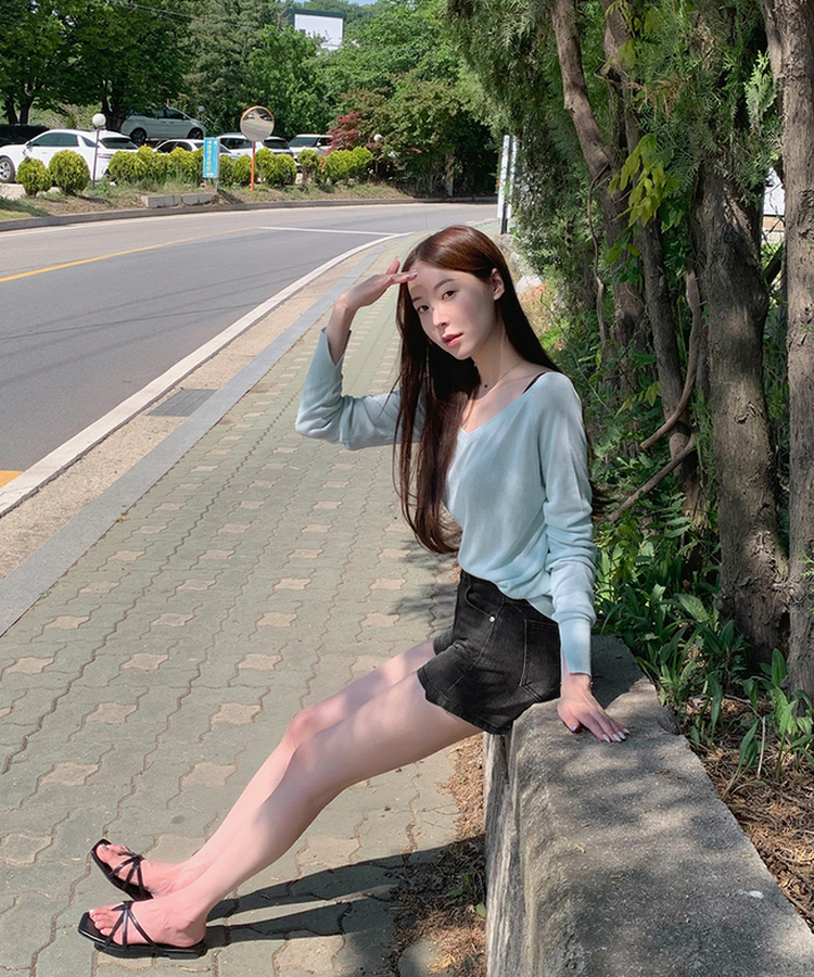 2XL골반뽕 탈부착 스판 데님 숏팬츠 반바지 블랙
