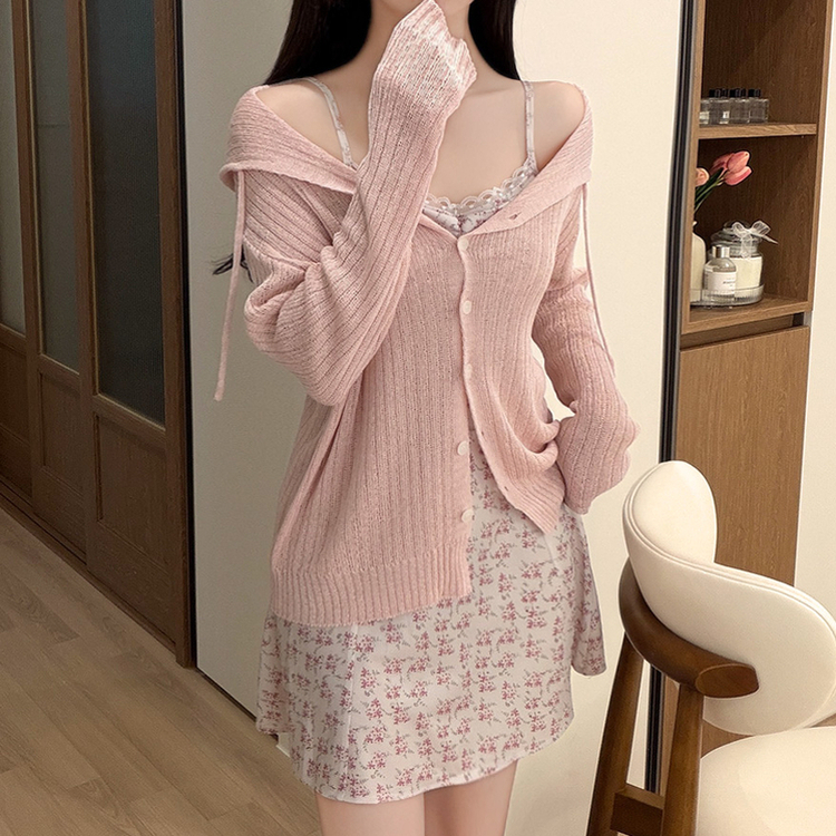 レースハートネック花柄キャミワンピース IVORY
