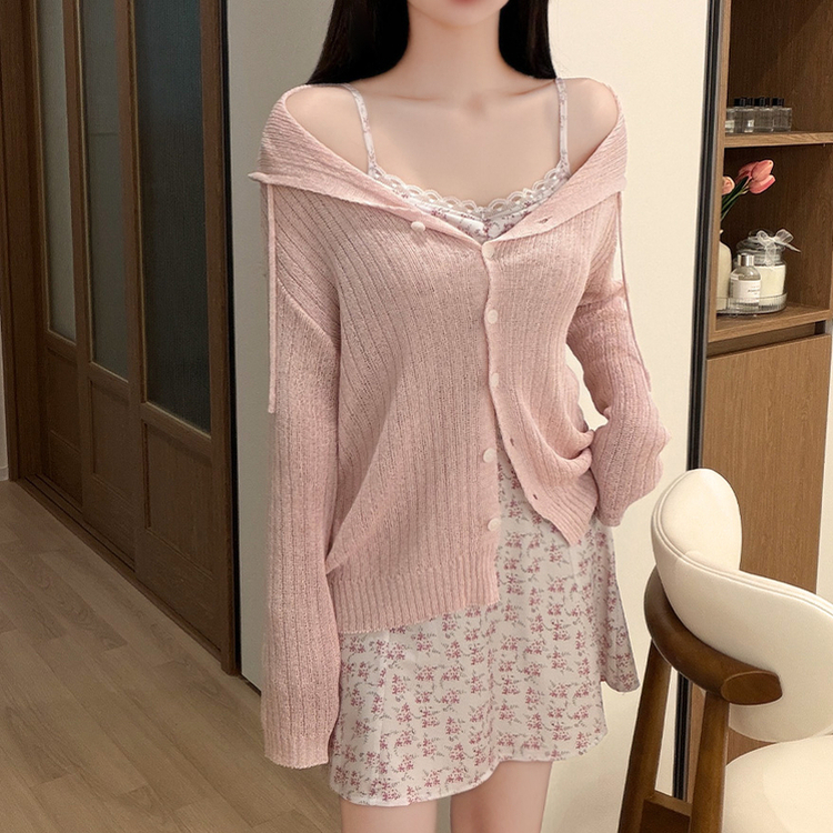 レースハートネック花柄キャミワンピース IVORY