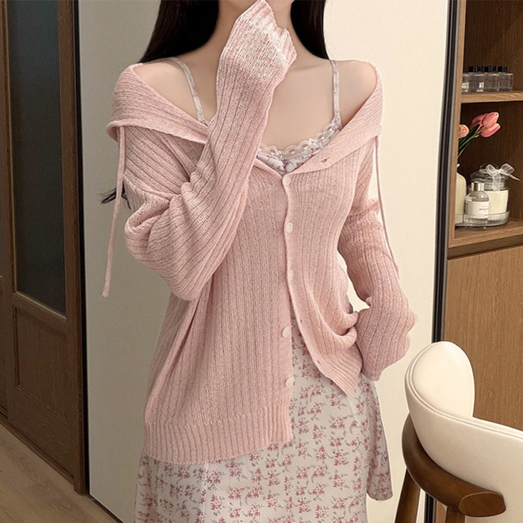ブークレシアーフードカーディガン PINK