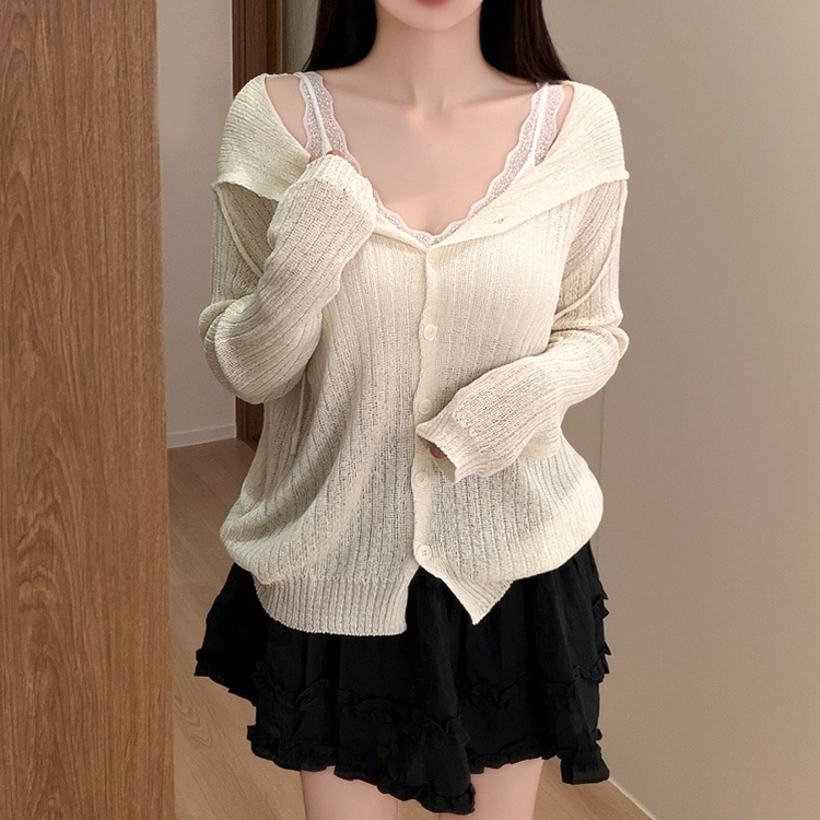 ブークレシアーフードカーディガン IVORY