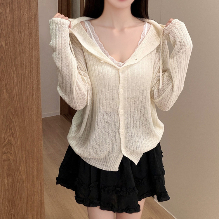 ブークレシアーフードカーディガン IVORY