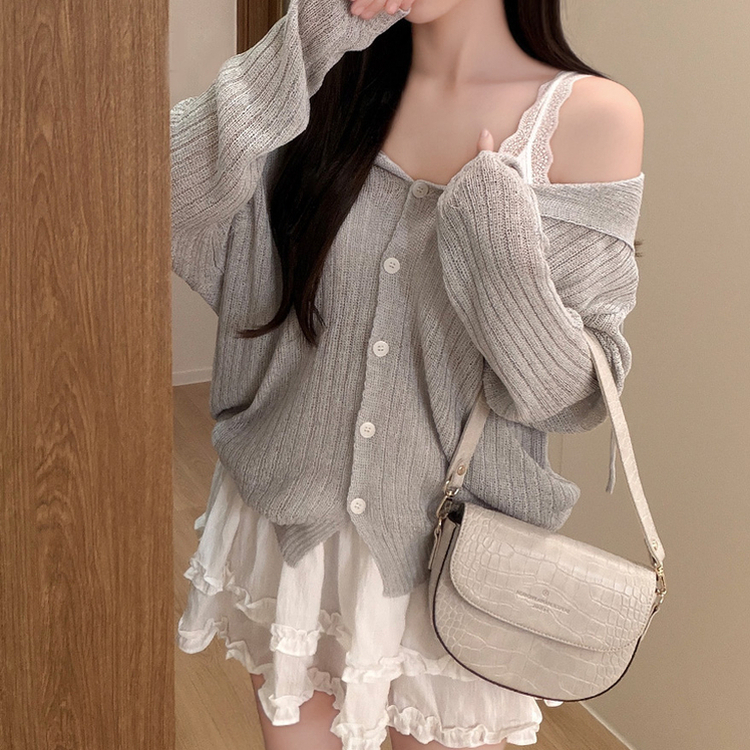 ブークレシアーフードカーディガン GREY