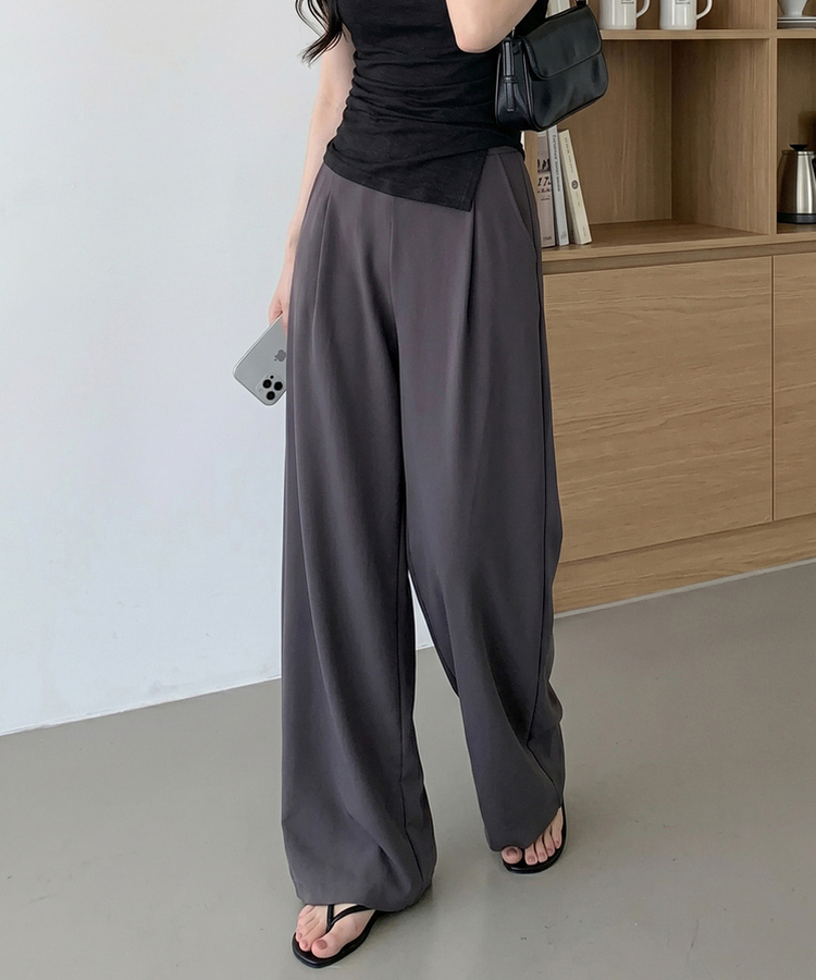 【丈別】スラックス風トレーナーパンツ DEEP GRAY