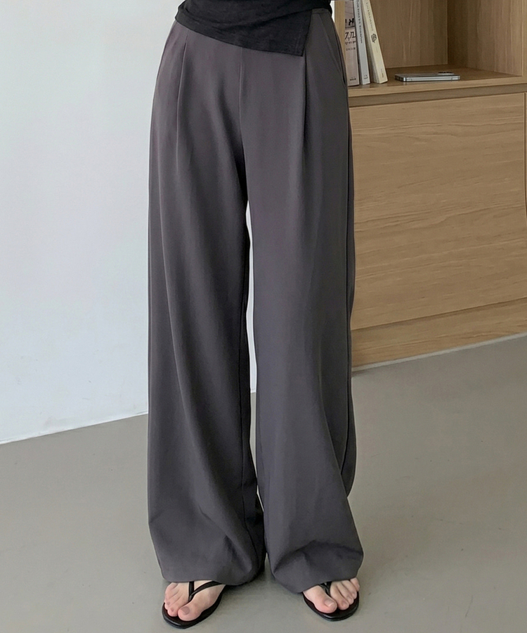 【丈別】スラックス風トレーナーパンツ DEEP GRAY