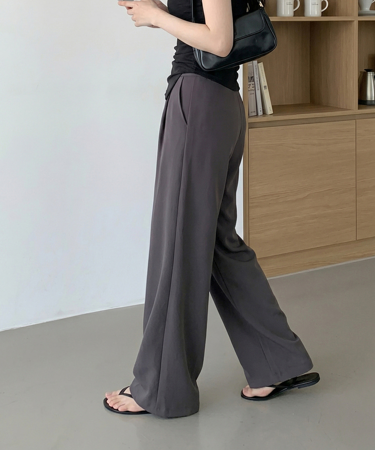 【丈別】スラックス風トレーナーパンツ DEEP GRAY