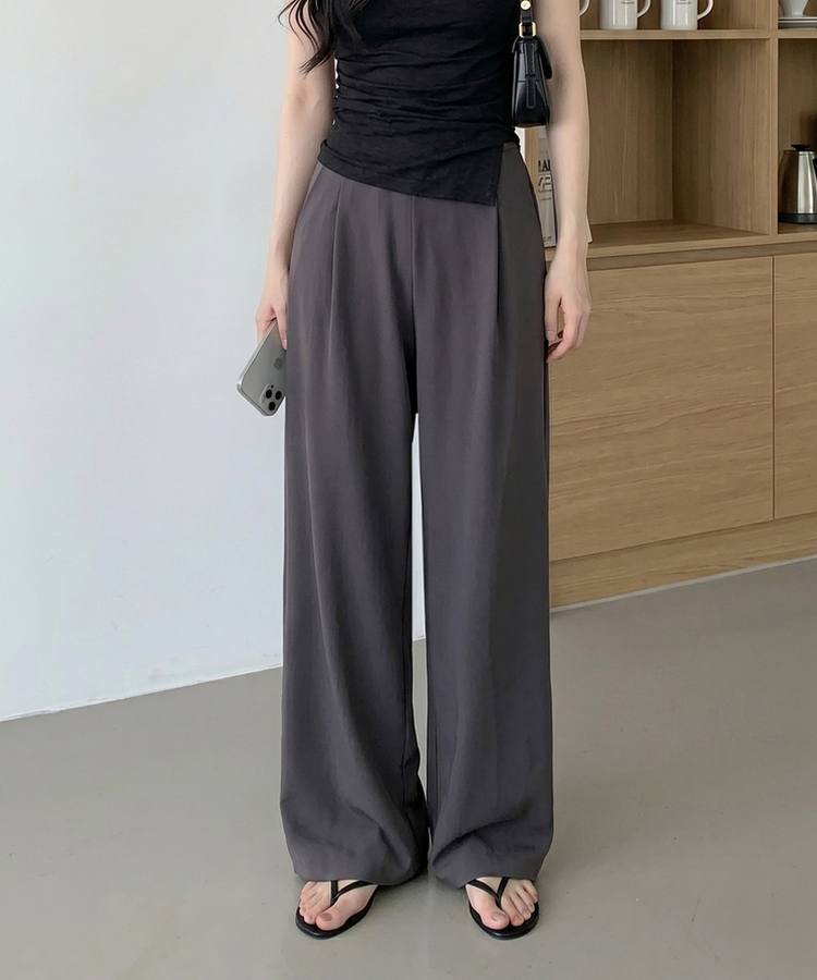 【丈別】スラックス風トレーナーパンツ DEEP GRAY