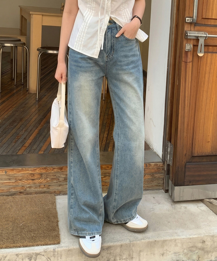 【丈別】ウォッシングフレアワイドデニムパンツ LIGHT DENIM