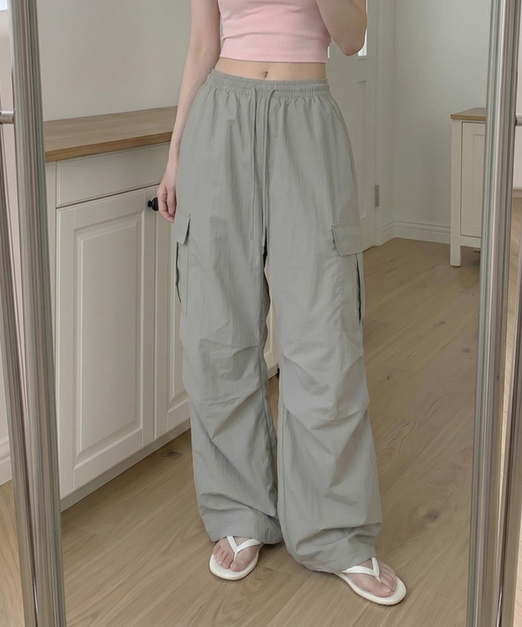 【丈別】バンディングパラシュートパンツ LIGHT GRAY