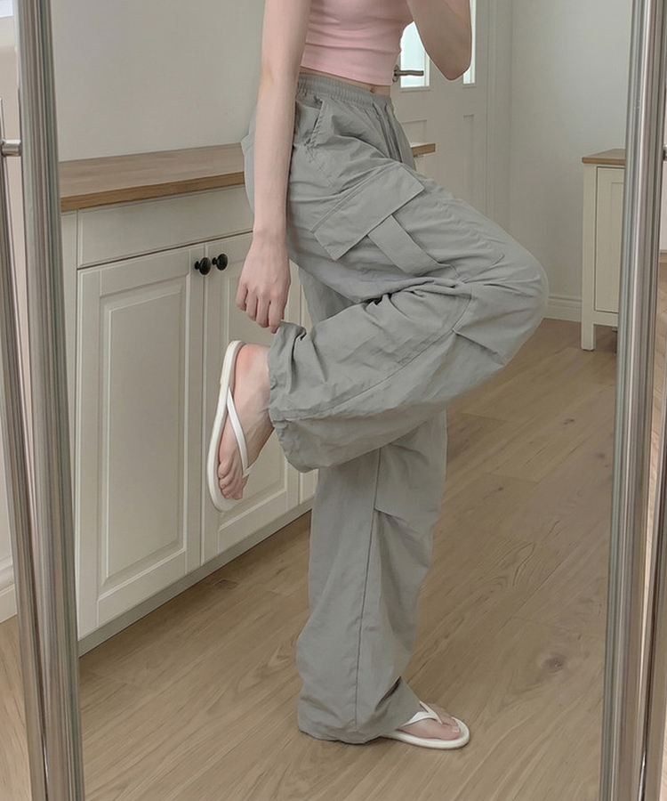 【丈別】バンディングパラシュートパンツ LIGHT GRAY