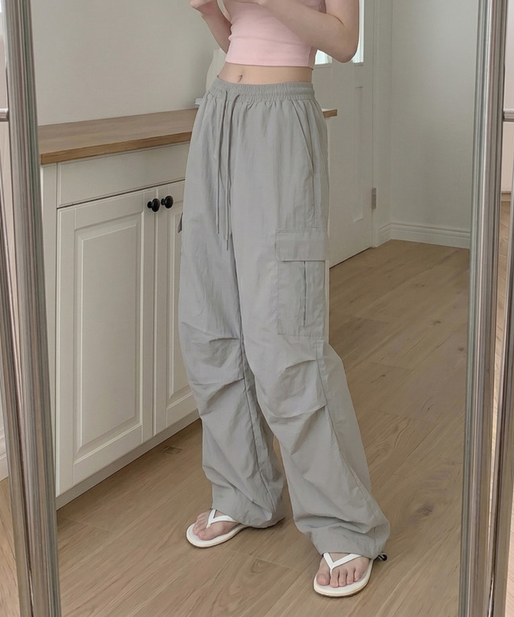 【丈別】バンディングパラシュートパンツ LIGHT GRAY