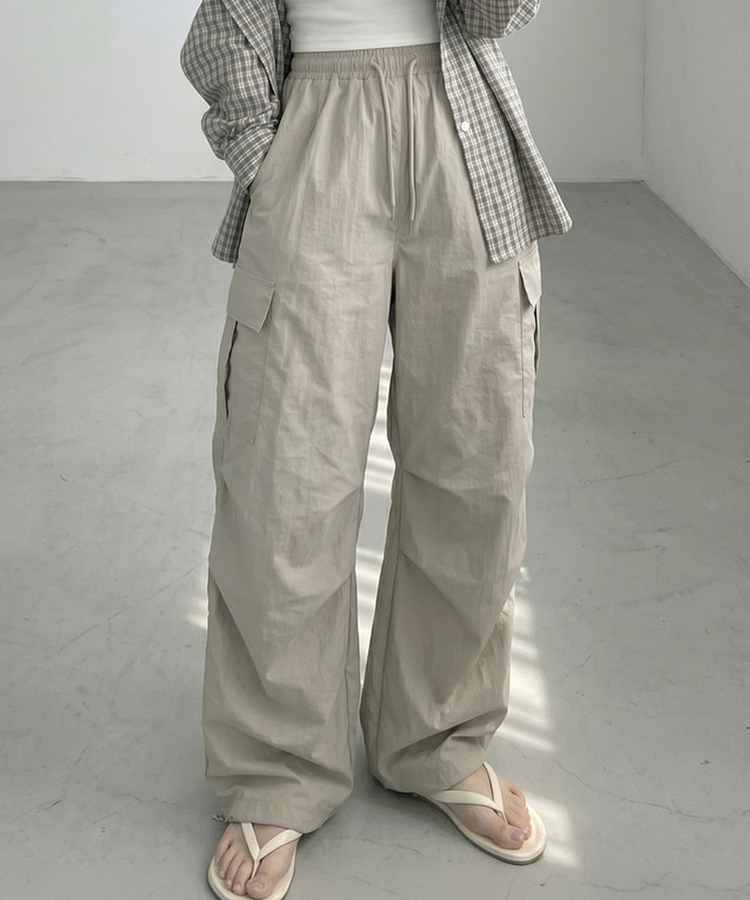 【丈別】バンディングパラシュートパンツ LIGHT BEIGE