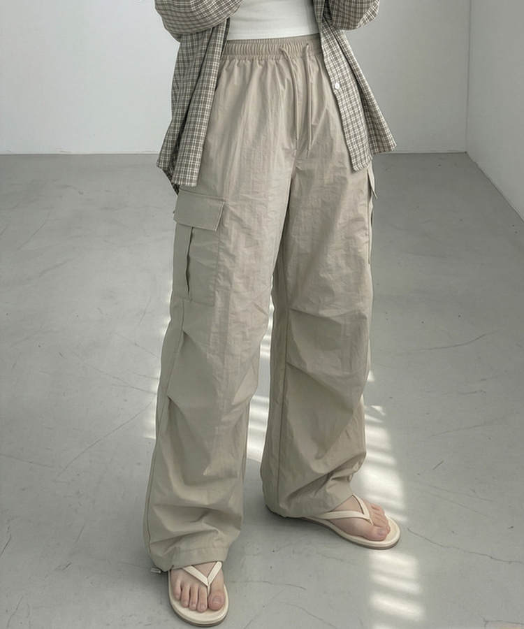 【丈別】バンディングパラシュートパンツ LIGHT BEIGE