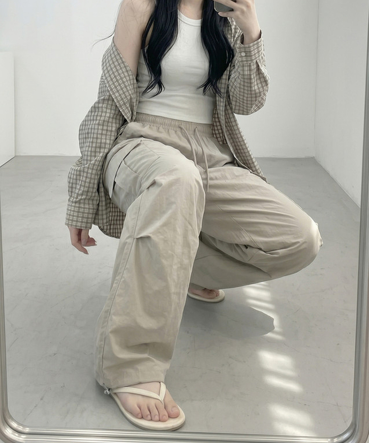 【丈別】バンディングパラシュートパンツ LIGHT BEIGE