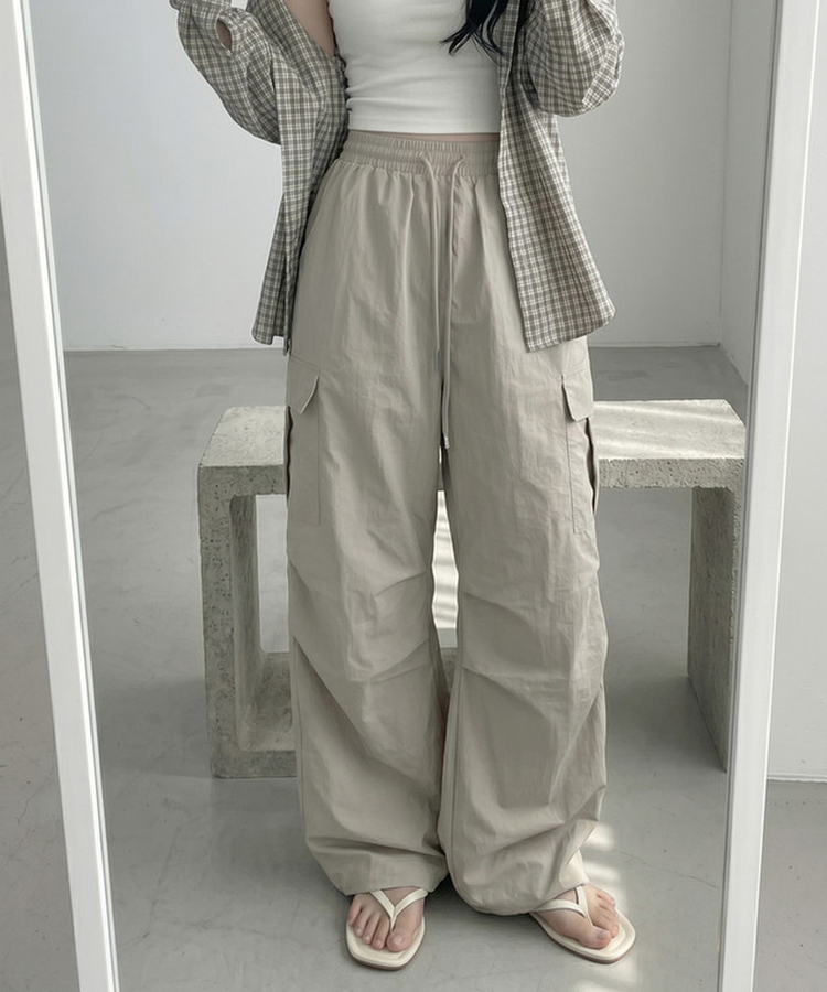 【丈別】バンディングパラシュートパンツ LIGHT BEIGE